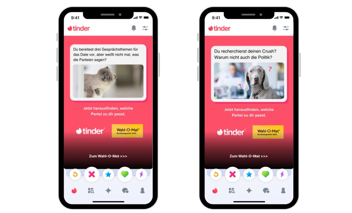 Tinder holt zur Bundestagswahl 2025 den Wahl-O-Mat in die Dating-App