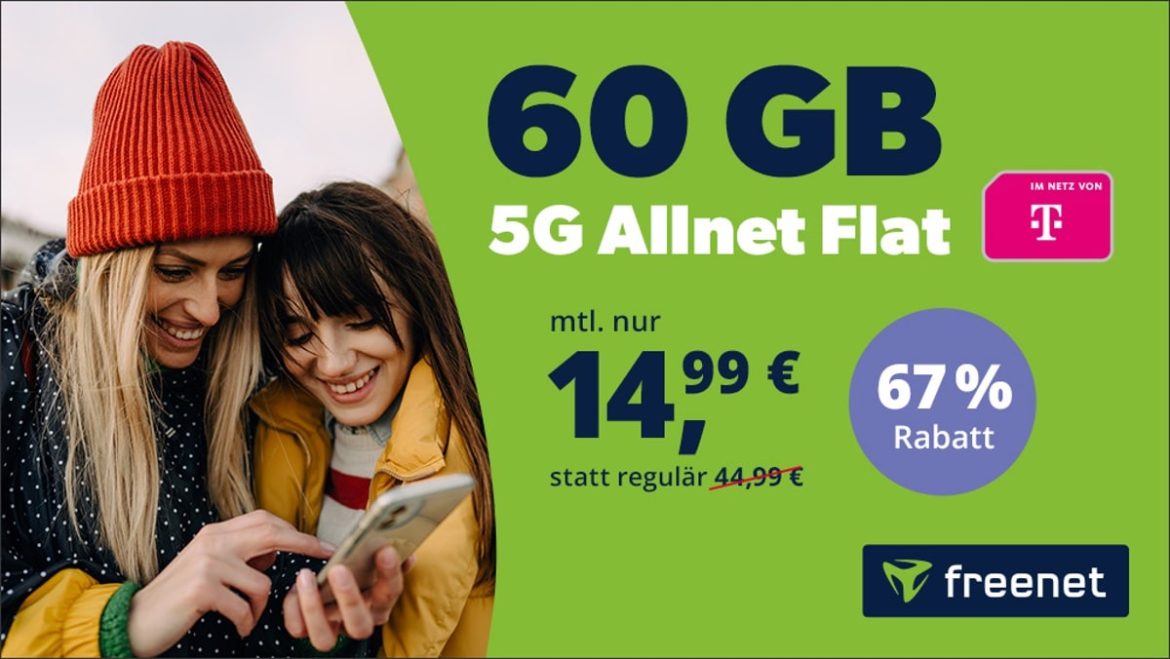 60 GB Allnet-Flat im Telekom-Netz für 14,99 Euro